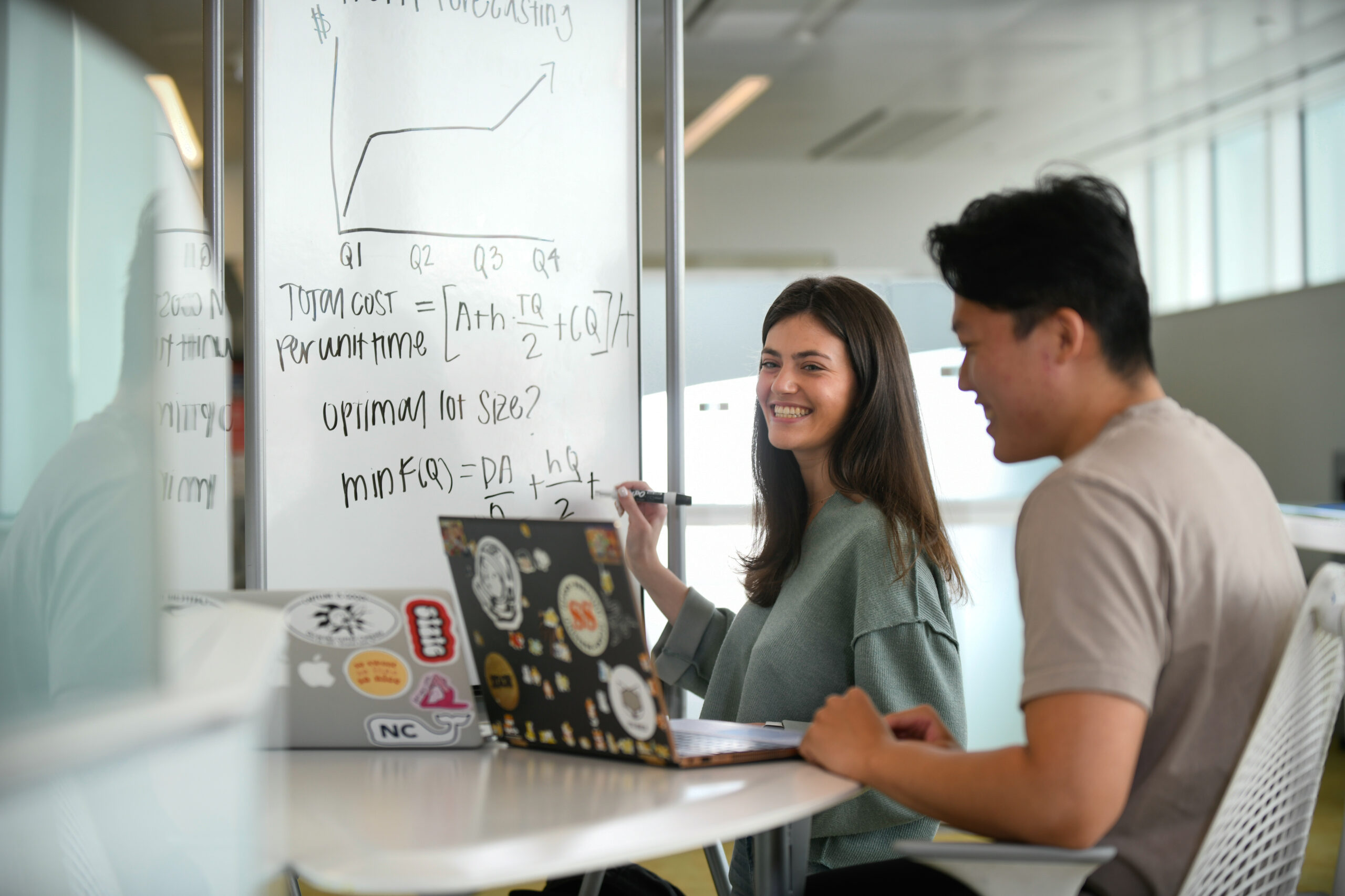 Students work on a math problem