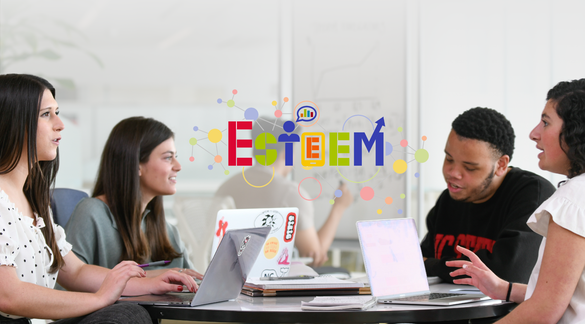 The ESTEEM logo floats above students collaborating